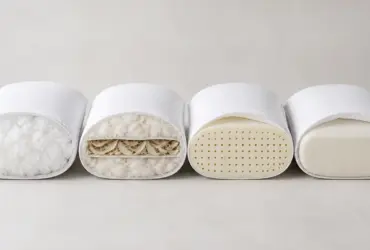 Almohadas con distintos rellenos de plumas, fibra, látex y espuma