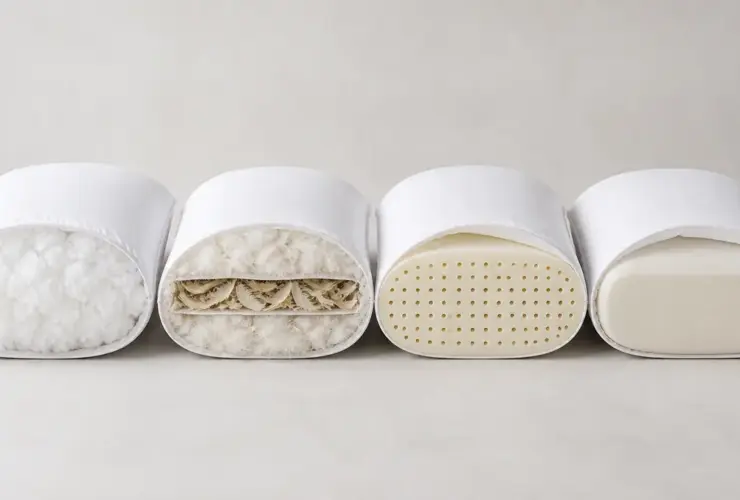 Almohadas con distintos rellenos de plumas, fibra, látex y espuma