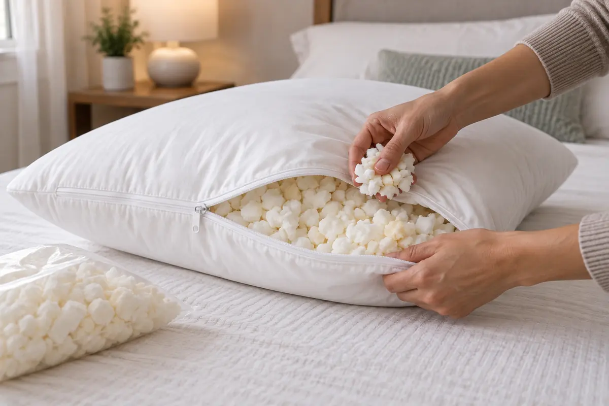 Almohada ajustable con relleno extraíble para regular la altura