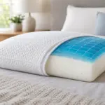 Almohada de espuma con una capa superior de gel azul