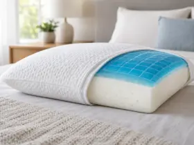 Almohada de espuma con una capa superior de gel azul