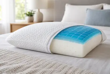 Almohada de espuma con una capa superior de gel azul