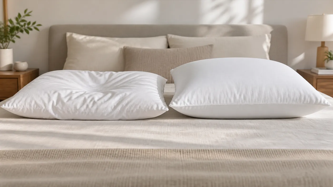 Comparación entre una almohada blanda y una almohada firme