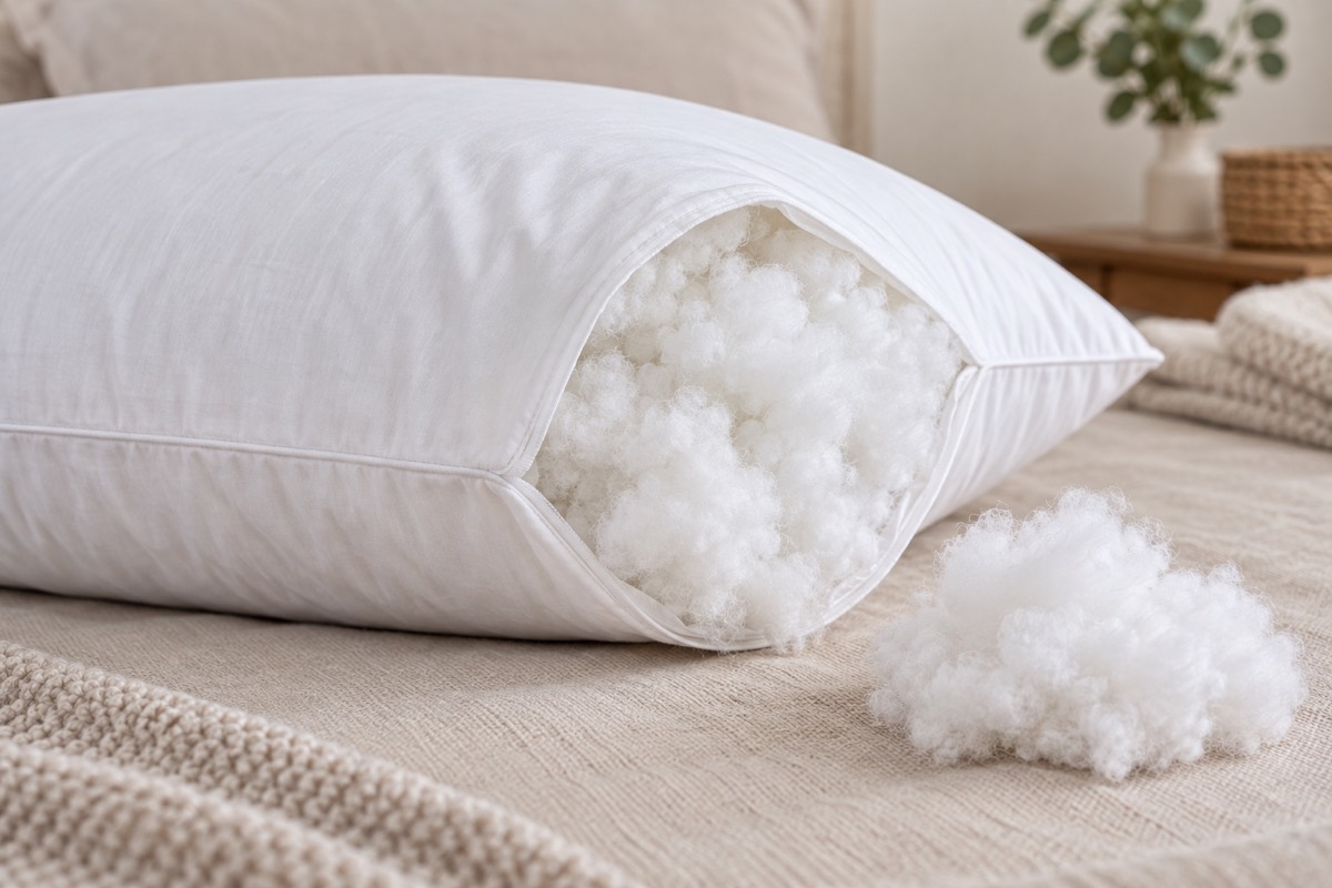 Almohada blanca de microfibra con relleno sintético ligero