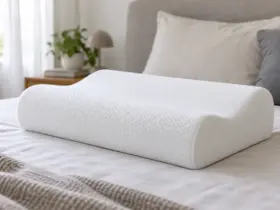 Almohada cervical contorneada con dos alturas sobre una cama