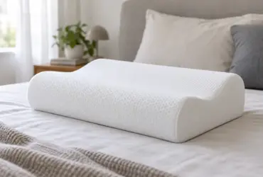 Almohada cervical contorneada con dos alturas sobre una cama