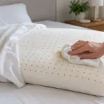 Núcleo de almohada de látex limpiado por zonas con un paño húmedo