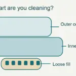 Diagram separating an adjustable pillow’s outer cover, inner shell, and loose foam fill.