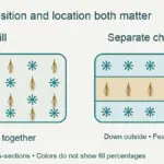 Schematic comparison of mixed down and feather fill with separate outer down chambers and a feather center.